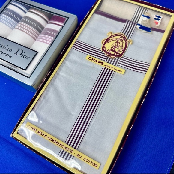 Vintage Christian DIOR & Chaps Ralph Lauren Cotton Handkerchiefs - Picture 3 of 10